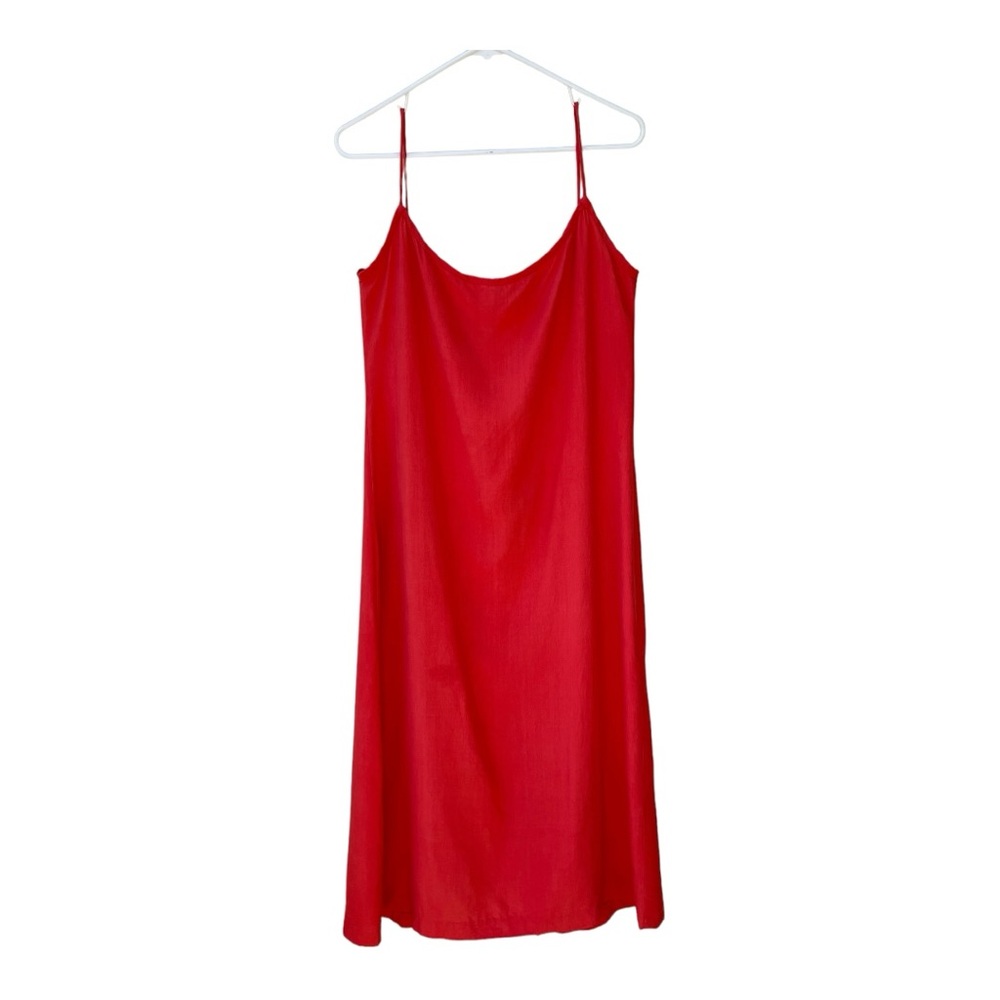 James Reva Orange Midi Spaghetti Strap Slip Dress Size S